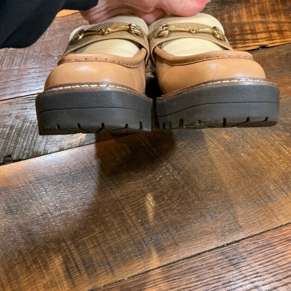 Sam Edelman Lennon Tan Two-Tone Horsebit Loafer Mules Women’s 8 | Chunky Slip-On - Picture 3 of 10